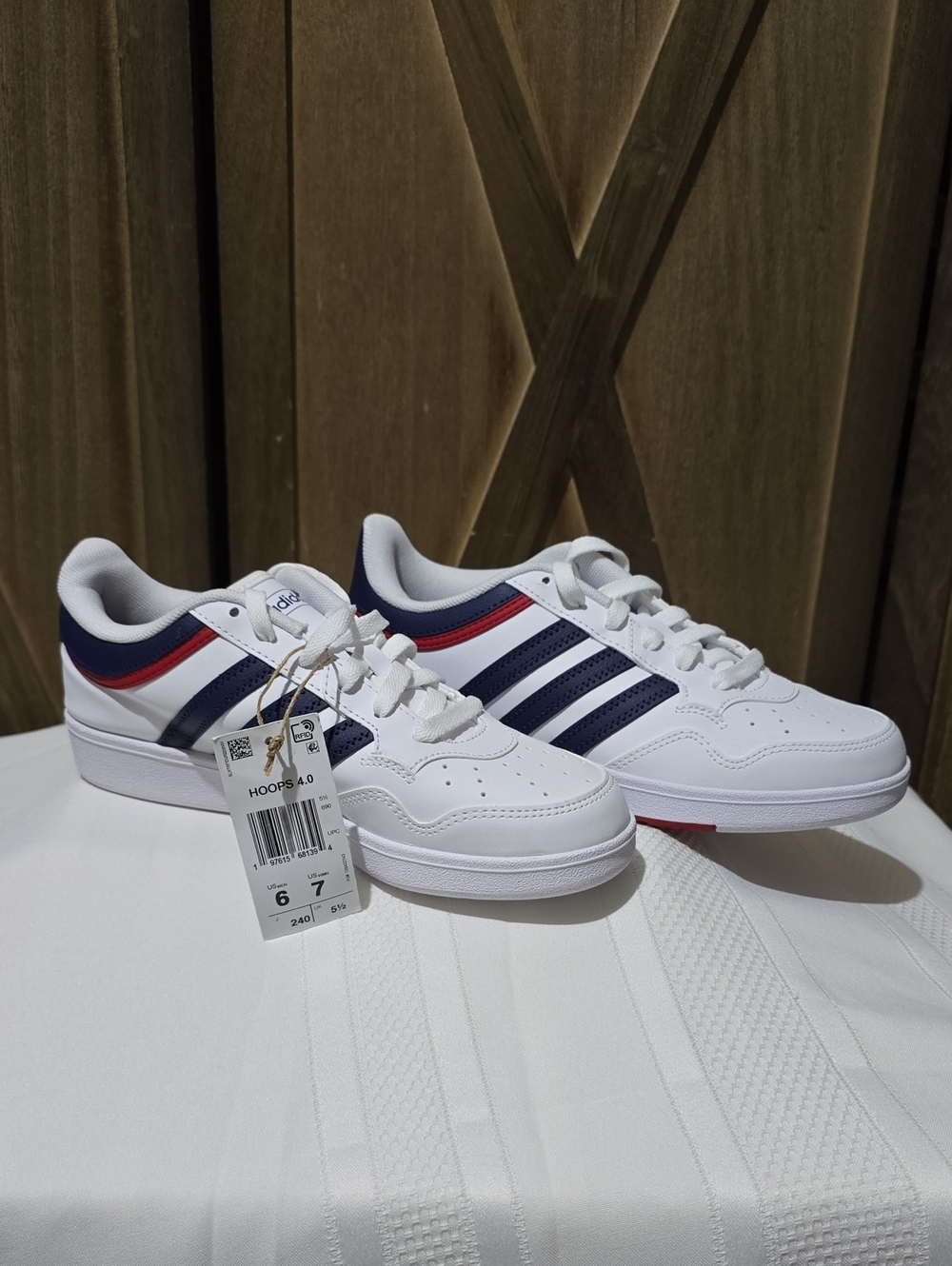 NWT Adidas Hoops 4.0 Red White Blue Basketball Sneaker Mens 6 Womens 7